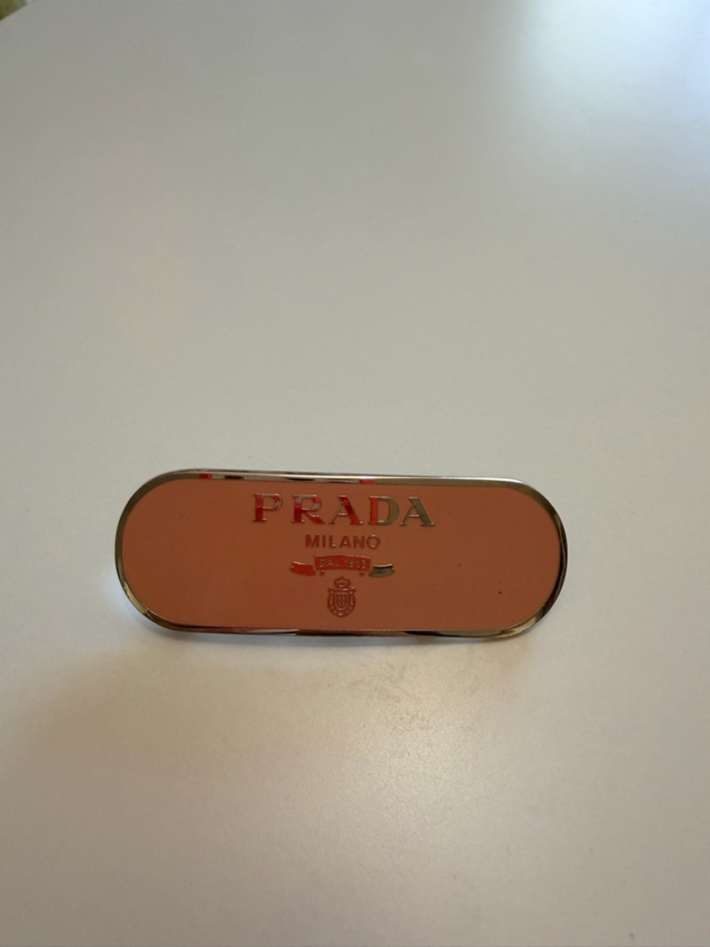 Prada Pink Enamel Hair Clip with Silver Trim - Picture 4 of 4